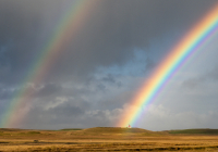 2nd Place Color A Print Open – Double Rainbow and Church by Dennis Goulet